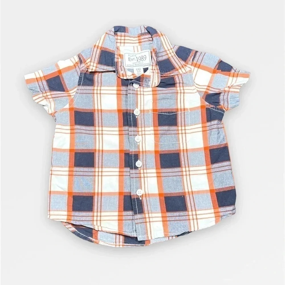 Boys Plaid Short Sleeve Dress Shirt - 2 Toddler